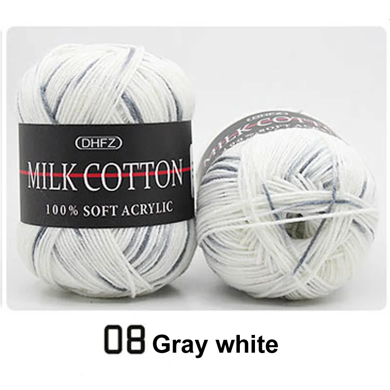 gray white 18 цветов, ручная вязка, молочный мягкий хлопок, шерсть, пряжа для детей, двойная вязка, вязаный крючком свитер, шарф, шапка, ручная вязка, пряжа - Цвет: gray white