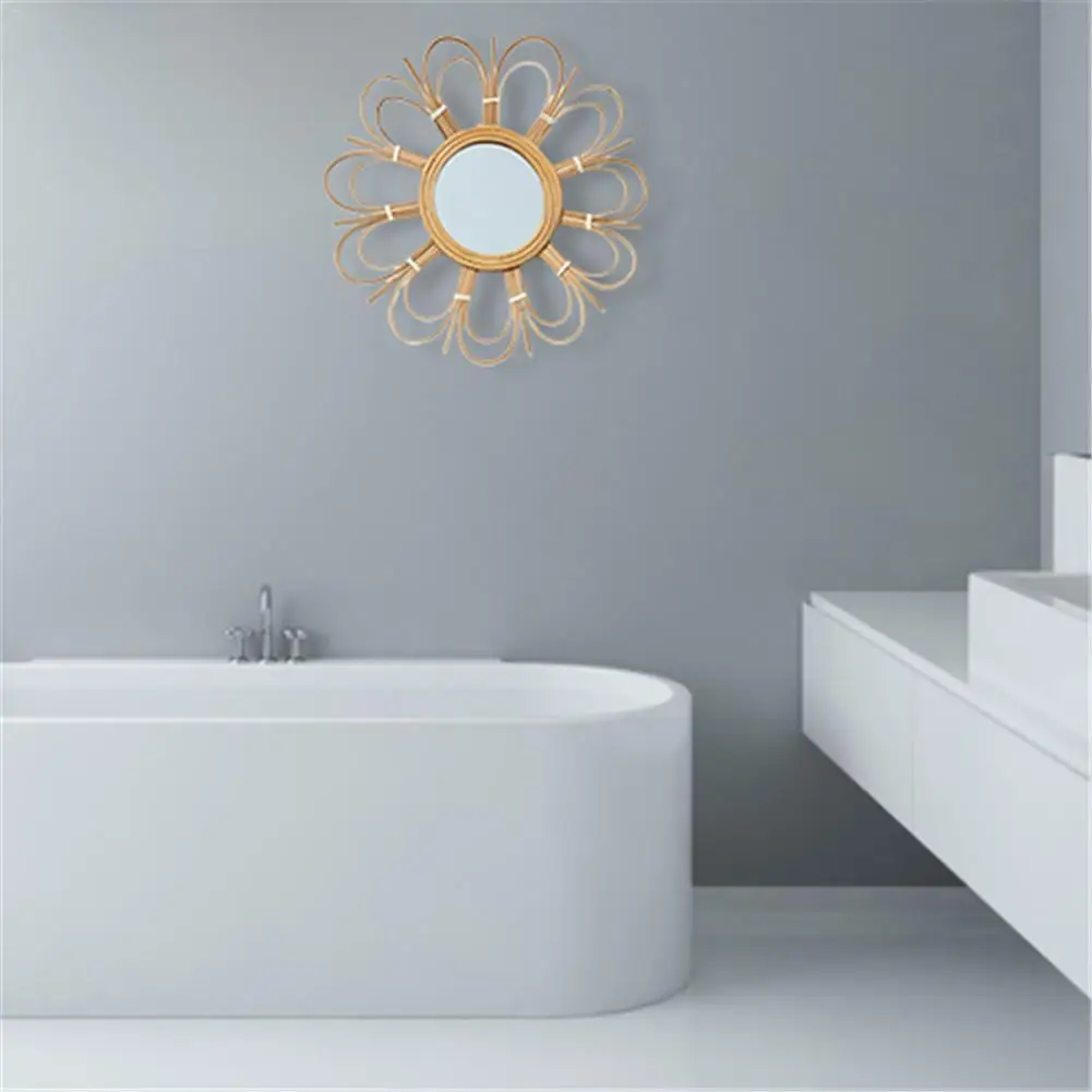 Туалетное зеркало художественное украшение из ротанга ретро круглое для макияжа