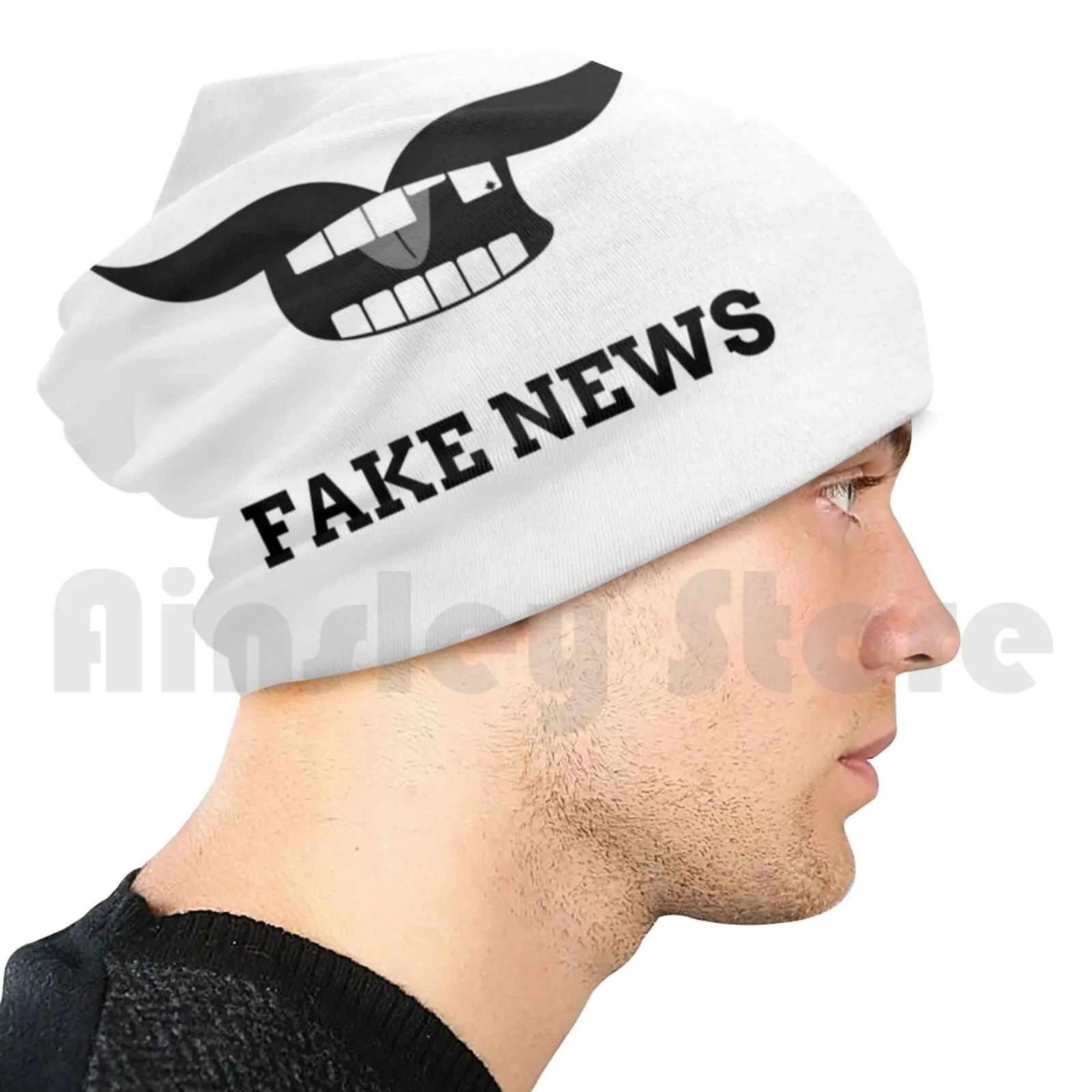 White Fake News Face Beanies Knit Hat Hip Hop Trump | Аксессуары для одежды