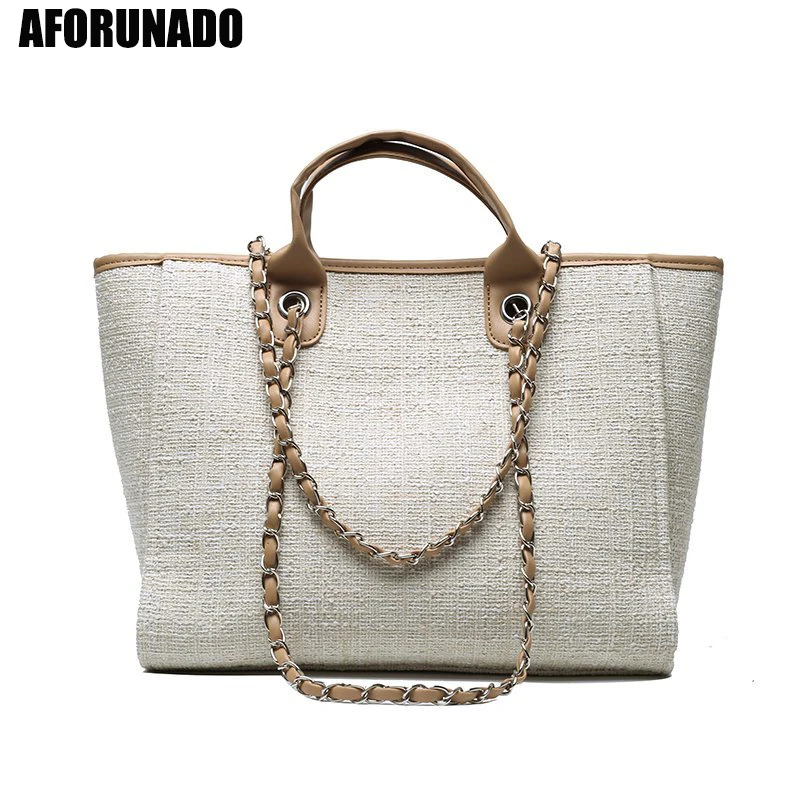 

Luxury High Quality Women Canvas Handbags Large Capacity Chain Ladies Shoulder Bag 2021 Fashion Casual Female Messenger Tote Bag