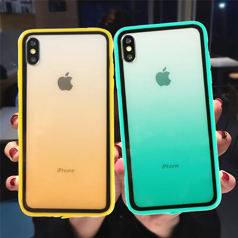 Мягкий силиконовый чехол с радужным градиентом противоударный для iphone 12 11Pro XS Max 6s