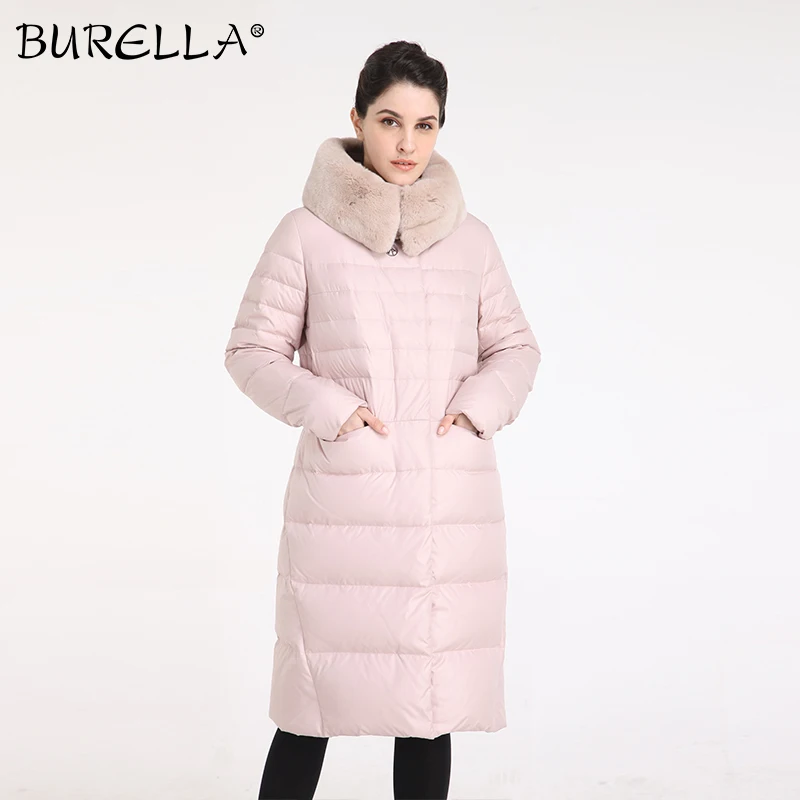 BURELLA 2019 женский зимний пуховик из натурального меха кролика Рекс с длинными