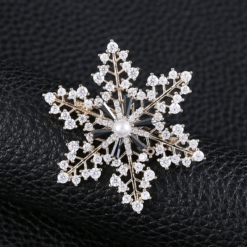 Zhijia изящные броши в форме снежинки золотого и серебряного цвета с цирконами