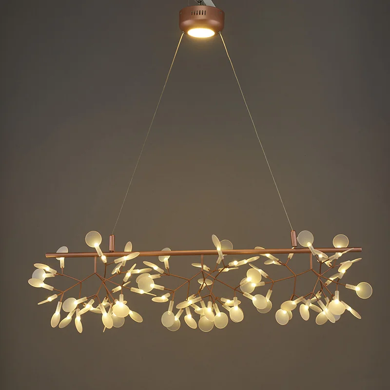 Pаспродажа Романтическая светодиодный ная люстра-Светлячок Kobuc, стильная металлическая круглая потолочная лампа в виде ветки дерева для столовой, рес...