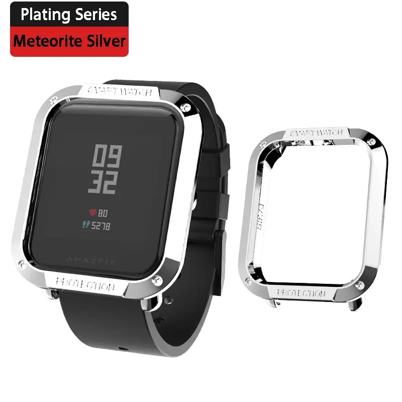 Plating Silver Многоцветный PC покрытие протектор для часов для Huami Amazfit Bip Молодежные часы чехол смарт-спорт крышка Замена аксессуары - Цвет: Plating Silver