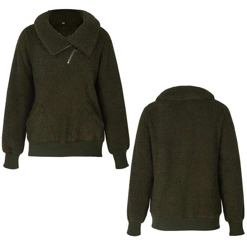 

Women's Winter Long Sleeves Tops Wear New Sould Color Plush Sweatshirt Female Soft Warm Jumper Pullover Tops Outwear Fashion Hot