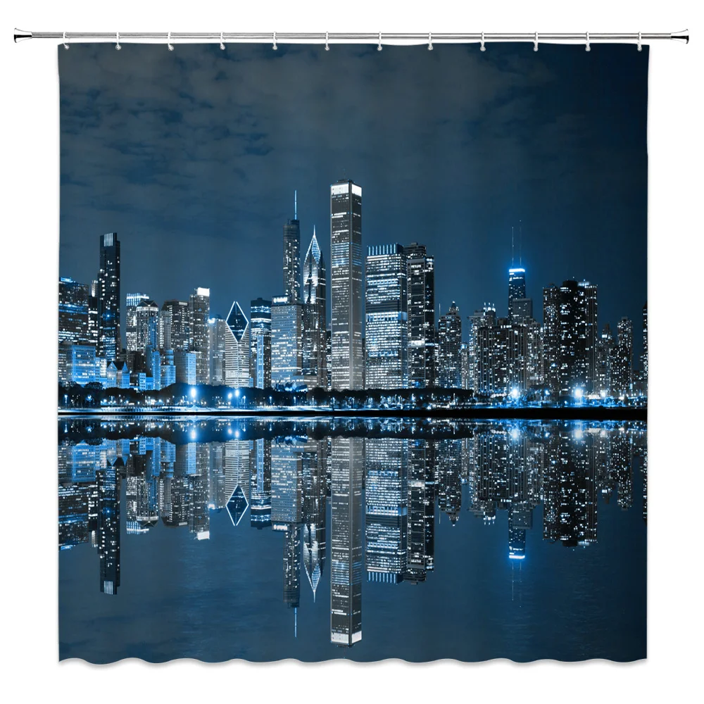 Занавеска для душа с изображением пейзажа ночного из полиэстера|Шторы душа| |