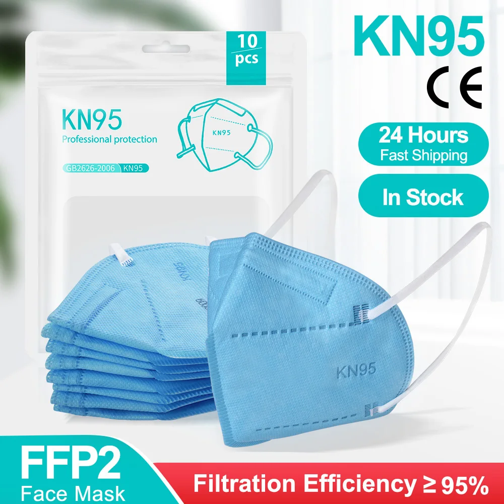

Маска kn95 многоразовая, голубая ffp2mask, сертифицированная ce, ffp2многоразовая, для взрослых, маска KN95, защитная маска, 5-100 шт.