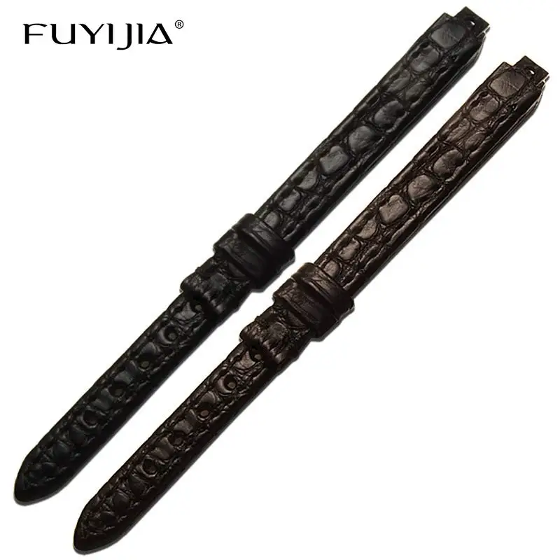 

New FUYIJIA 8MM Custom AR7329 Strap Handmade Genuine Alligator Watchbands Brand Crocodile Skin Watch Band Women Waterproof Belt