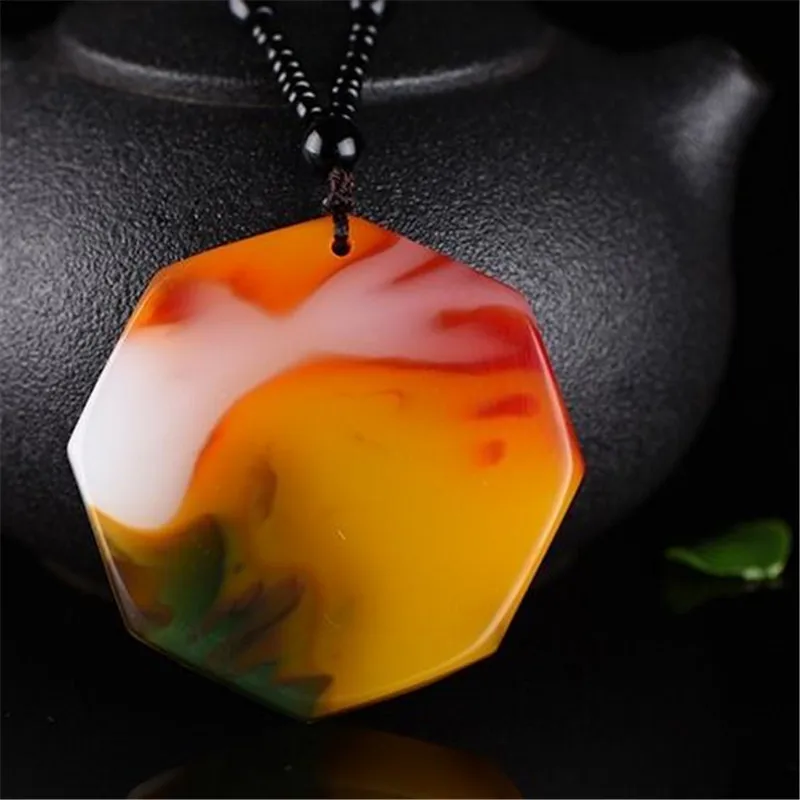 Natural Colour Jade Taiji Bagua Pendant Necklace Hand-Carved Chinese Charm Jadeite Jewelry Fashion Amulet Gifts for Men Women | Украшения и