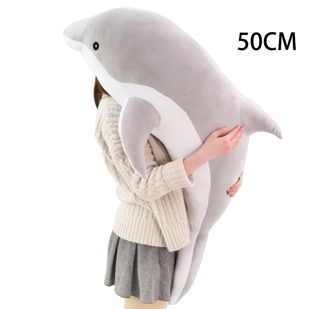 Grey 50CM Плюшевые игрушки для девочек детские Kawaii мягкие чучело дельфина куклы Животные ворс Подушка креативные детские игрушки Рождественский подарок - Цвет: Grey 50CM