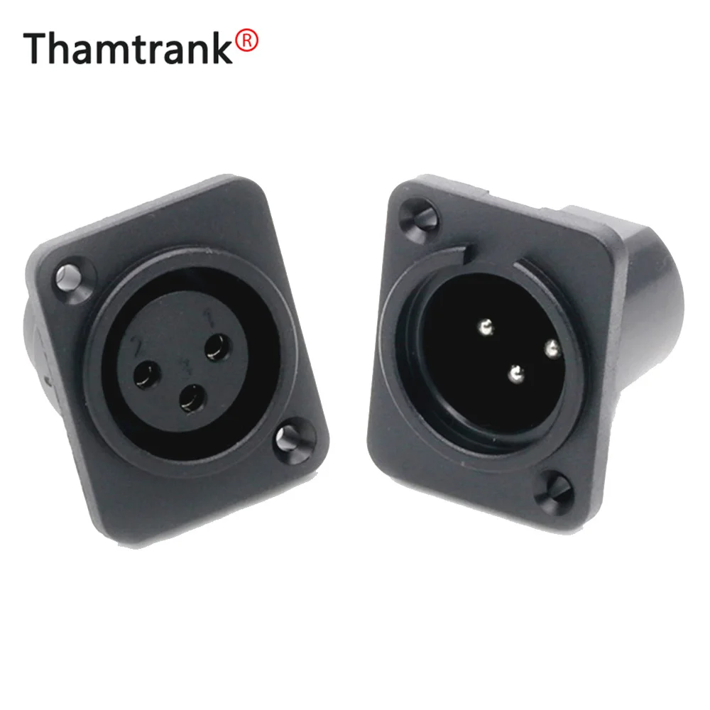 

10pcs Male Plug XLR Connecter Adapter for Audio&Video 3pin Female Socke Panel Mounted Chassis Square Shape MIC Microphon