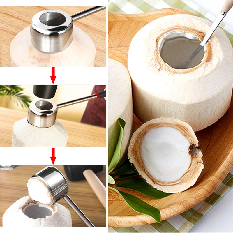 

Инструмент для кокосового ножа из нержавеющей стали, строгальный станок для мяса с деревянной ручкой, бустер-молоток, кухонные аксессуары, ...