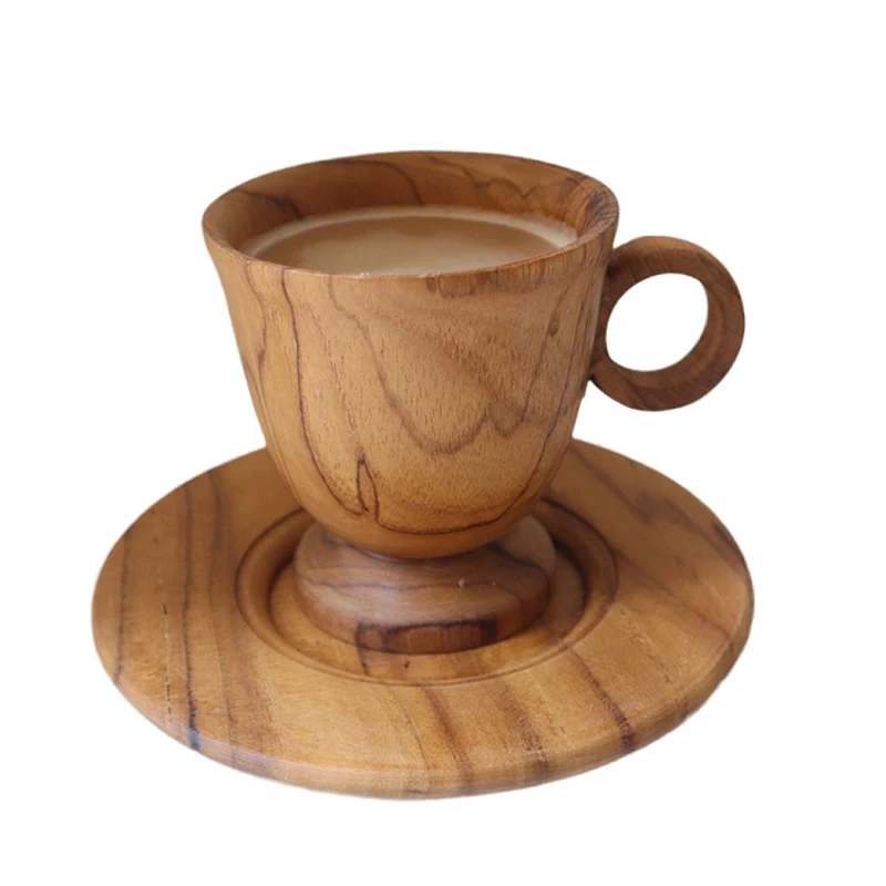 

Деревянная кофейная чашка ручной работы 150 мл, высокий стакан для красного вина с плоским дном, ремесла для латте, молока, многоразовая пивна...