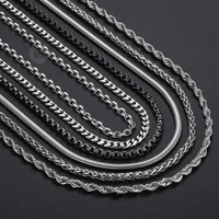 basic chain necklaces for men women stainless steel rolo box snake curb coffee link necklace 2 3 5 7 mm silver color kn635