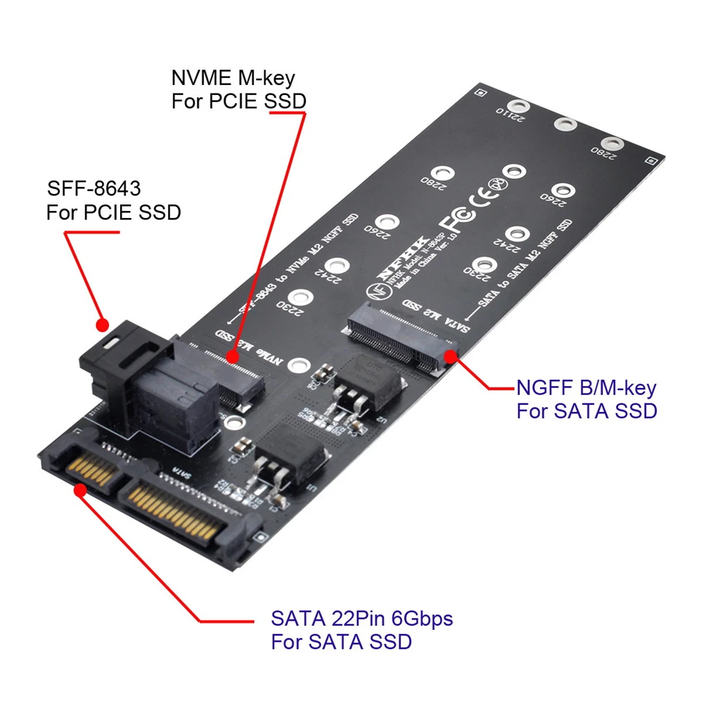 SFF-8643 to U2 Kit NGFF M-Key HD Mini SAS NVME PCIe SSD SATA Adapter for Motherboard | Компьютеры и офис