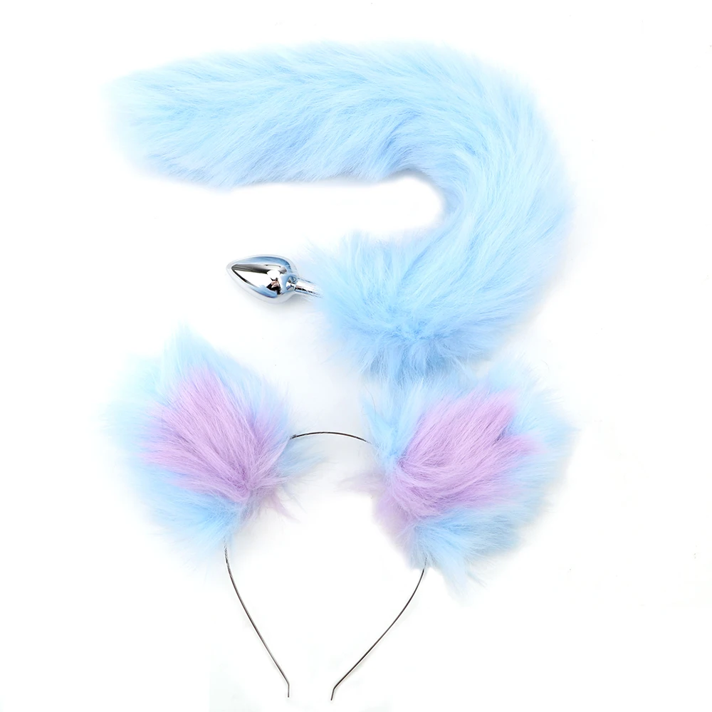 Анальная пробка OLO симпатичная мягкая металлическая для косплея гладкая на ощупь