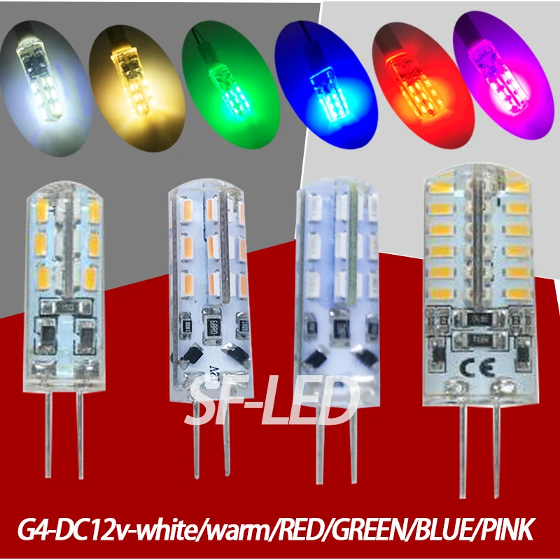 5 шт./лот 12 в пост. Тока светодиод g4 синий/зеленый/красный/розовый В 24SMD 3014