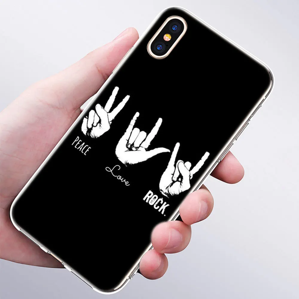 010 Роскошный мягкий силиконовый чехол для телефона Rock ролл череп для Apple iPhone 11 Pro XS Max X XR 6 6S 7 8 Plus 5 5S SE Модный чехол - Цвет: 010