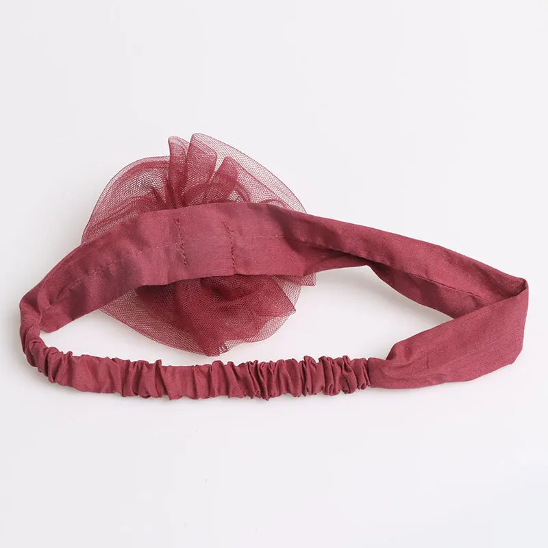 Детская Цветочная повязка на голову ручной работы из ткани с кружевом и красным