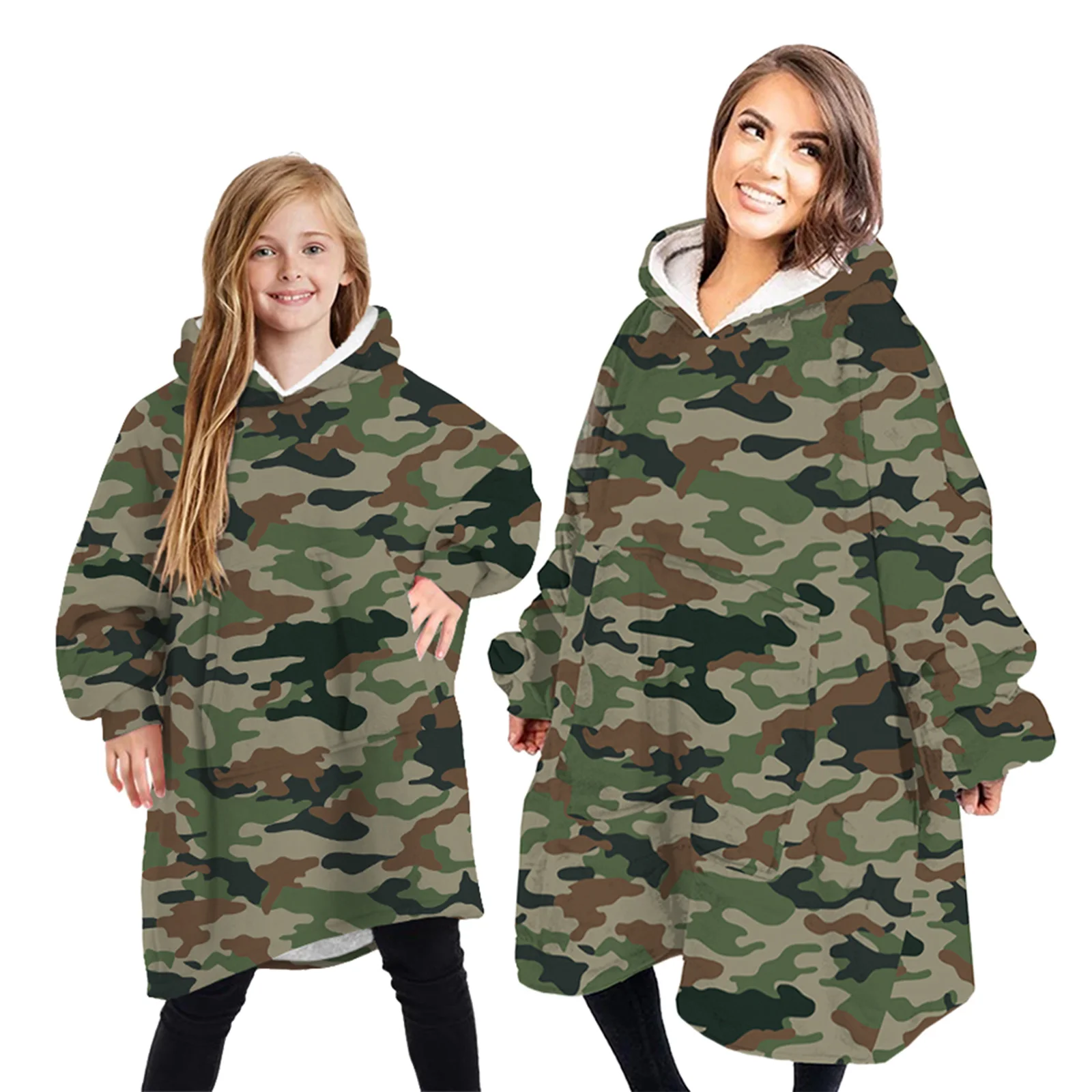 

Kids Unisex Hoodie Wearable Blanket Fluffy Blanket Hoodie Front Pocket Oversized