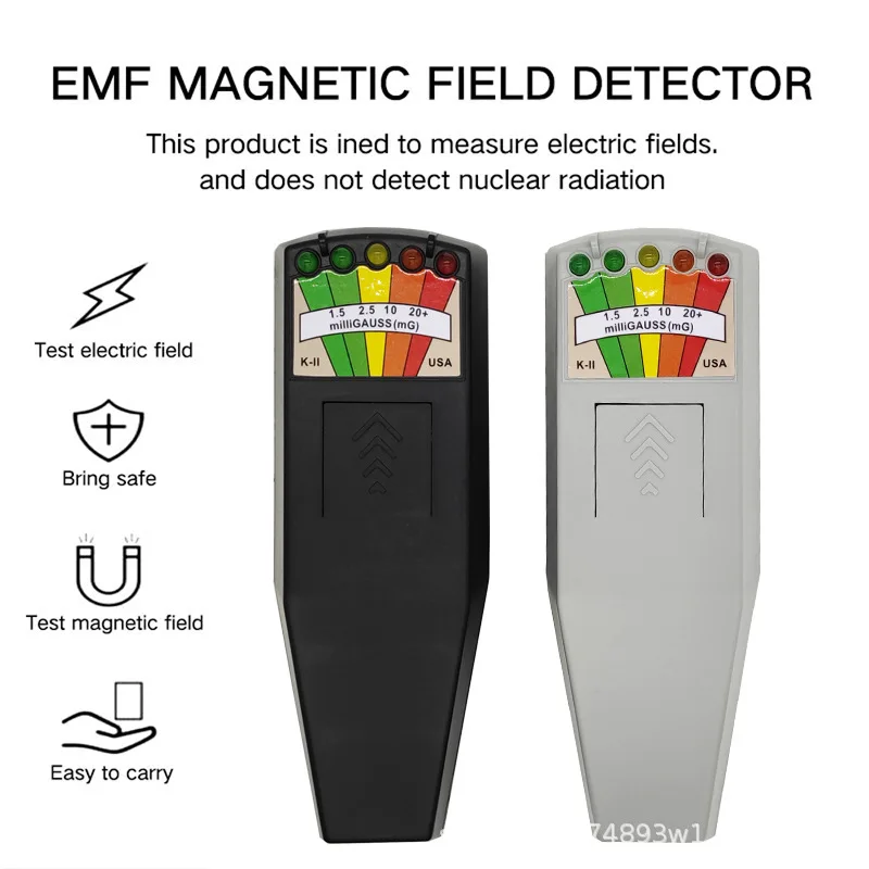 Detector de campo magnético K2 KII EMF, medidor de campo electromagnético EMF, caza fantasma, portátil, 5 LED