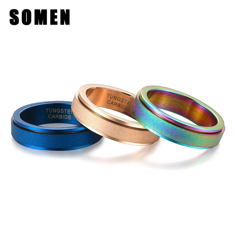 So men 6 мм радужные кольца с выпуклое вольфрамовое обручальное кольцо из карбида