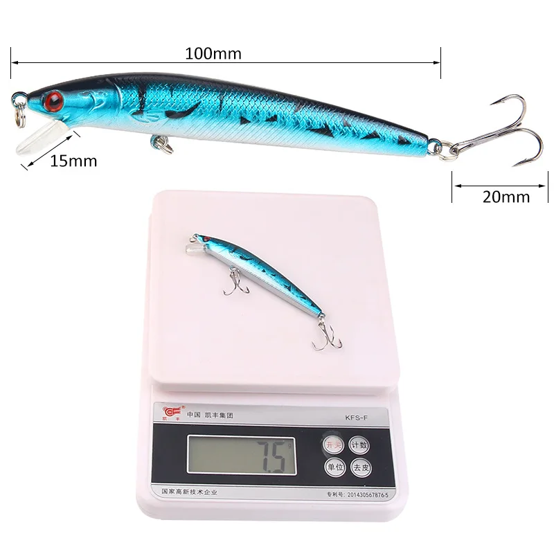 

1PCS Minnow Fishing Lure 7g 10cm 3D Eyes Floating Aritificial Laser Wobblers Crankbait Hard Lures Plastic Fishing Tackle Hook