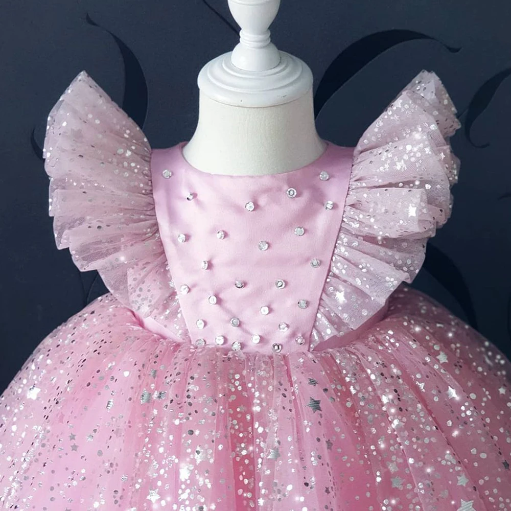 Детское платье с пачкой и блестками для девочек элегантное детское принцессы на
