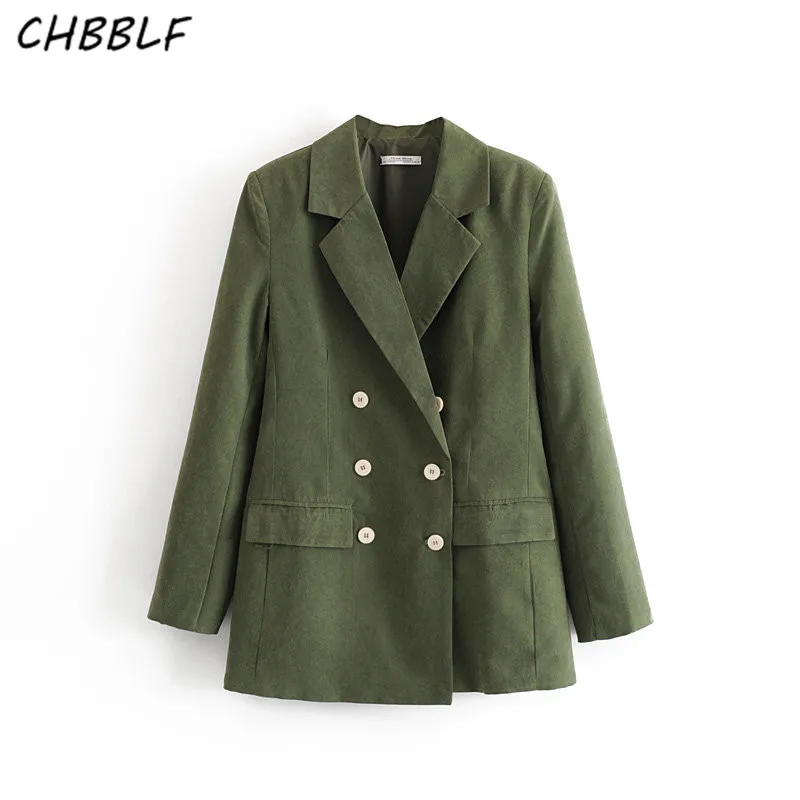 CHBBLF женский элегантный двубортный блейзер с карманами длинным рукавом женская