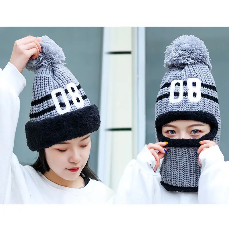 2021 New Style Hat Women Winter Korean Warm Ear Protection Wool Riding All-Match Cold-Proof Neck Knitted | Аксессуары для одежды