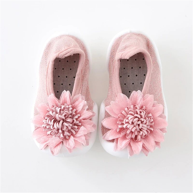 Pink Flower Детские носки с резиновой подошвой носки детские носки тапочки детские закрытый носок туфли тапочка носки с резиновой подошвой мягкая подошва - Цвет: Pink Flower