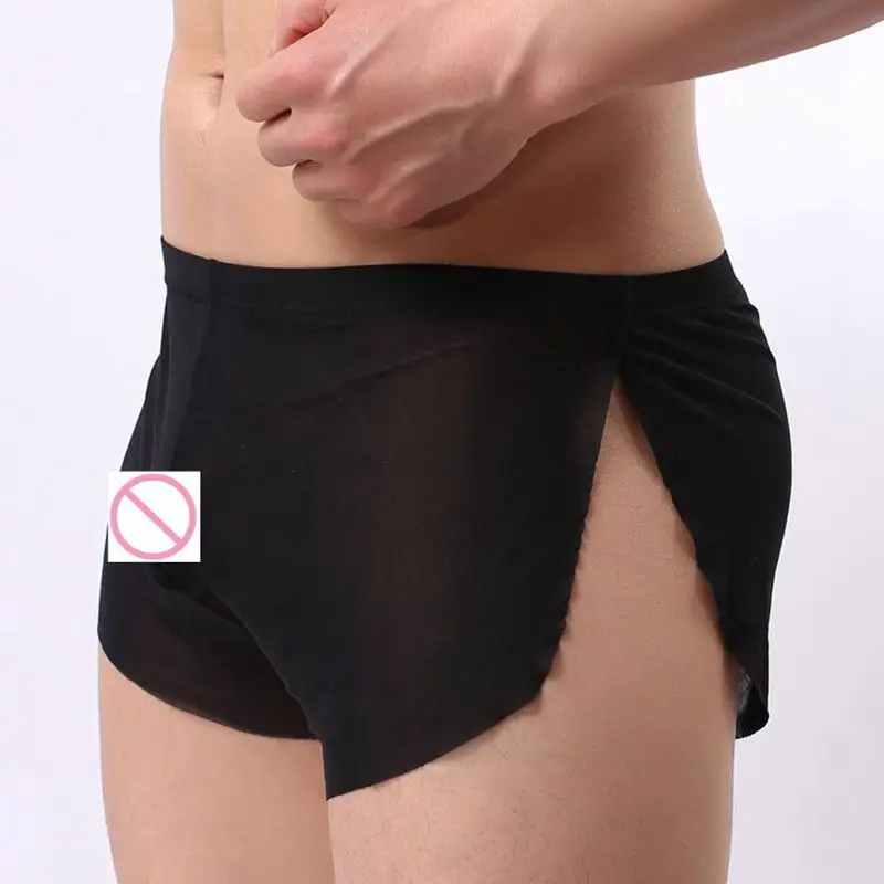 Боксеры мужские короткие сетчатые прозрачные дышащие пикантные ультратонкие