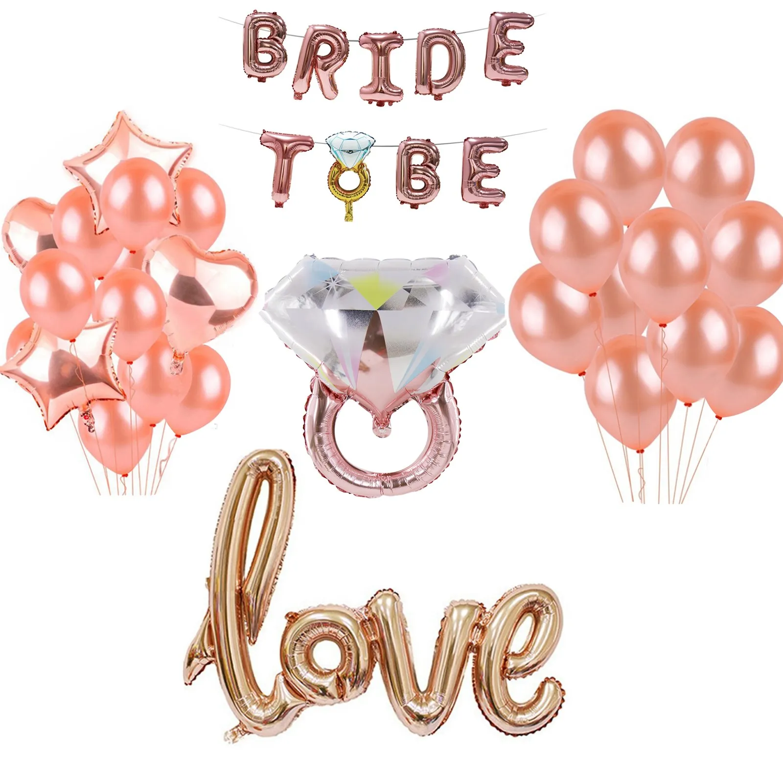 Кольцо из розового золота воздушные шары алюминиевой фольги Любовное сердце для