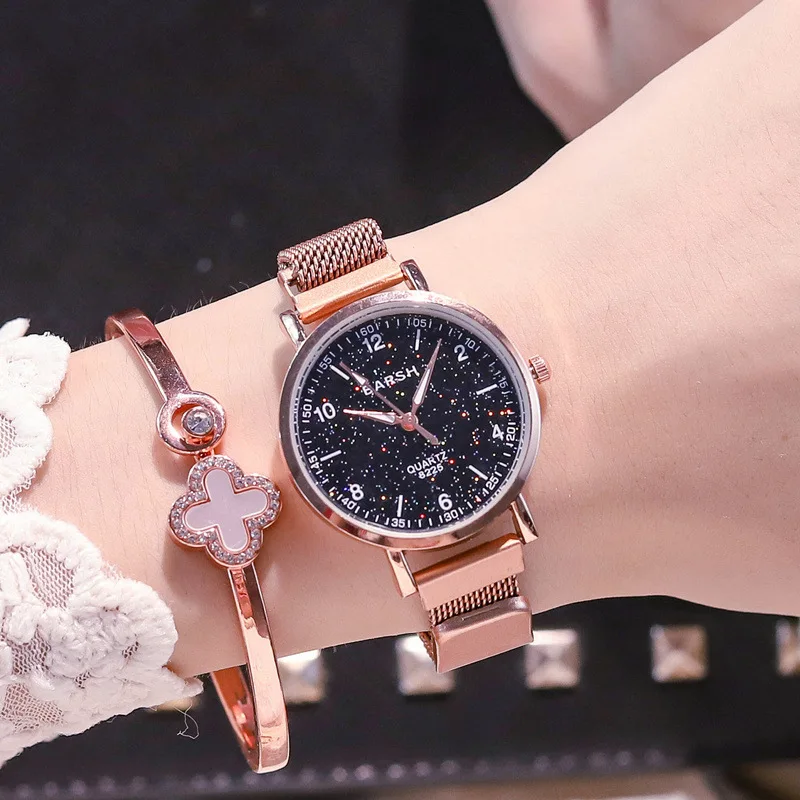 

Luxury Starry Sky Dial Women Watches Fashion Rose Gold Silver Magnet Buckle Ladies Quartz Wristwatches Simple Female Watch Gifts