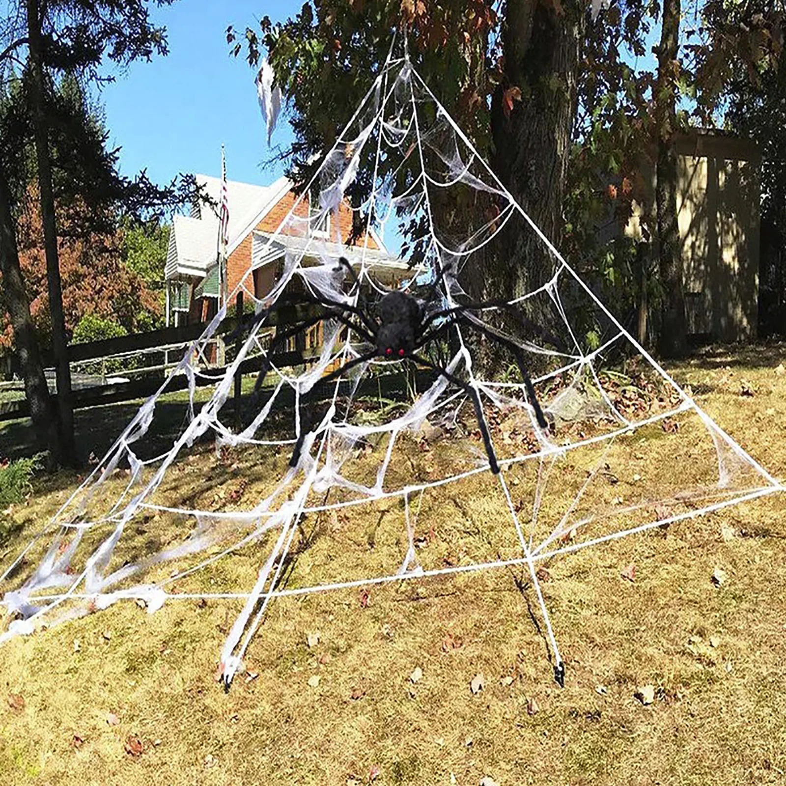 Украшения на Хэллоуин-паук-паутина 16x15 футов треугольная Мега уличная кладбища