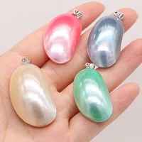 hot selling natural fashion shell irregular egg shape pendant diy bracelet necklace jewelry accessories 20x35mm