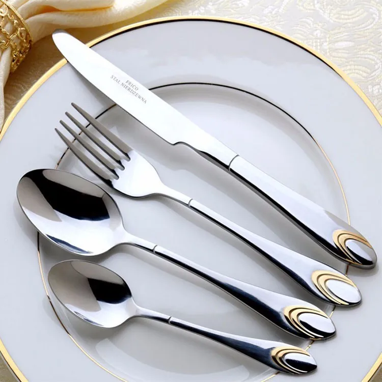 4 pc 4 шт./Позолоченные Ретро Винтажные западные столовые приборы столовые ножи вилки чайная ложка столовый набор Золотая роскошная столовая посуда - Цвет: 4 pc