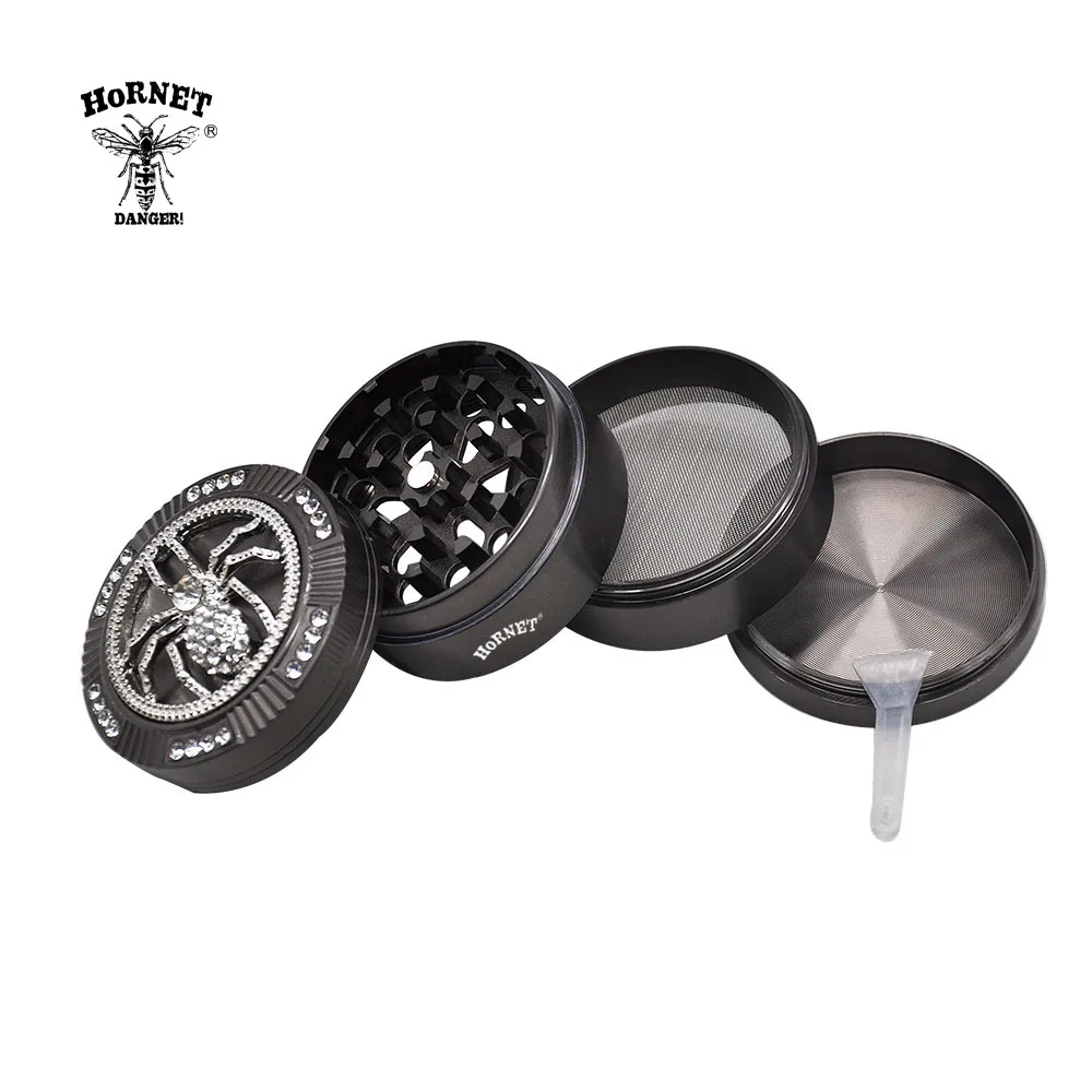 HORNET Точильщик для табака Алмазный Паук Стиль 50 мм 4 шт. с пыльца Ловца прочный