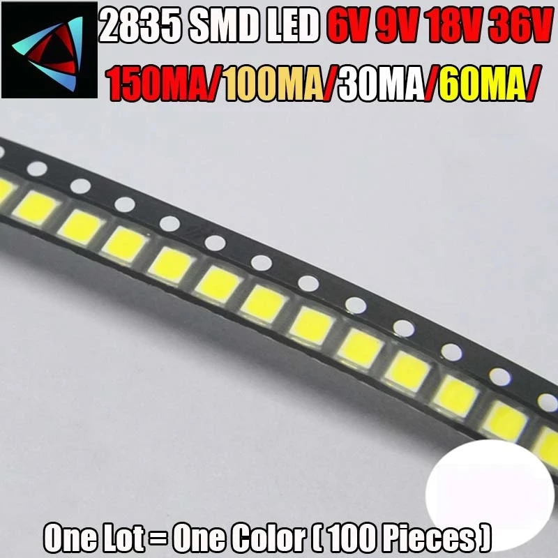 100 шт./лот 2835 1W SMD LED 9V теплый белый 6V 18V 36V 150MA/100MA/30MA/60MA/комплект|light emitting diode|emitting diode2835