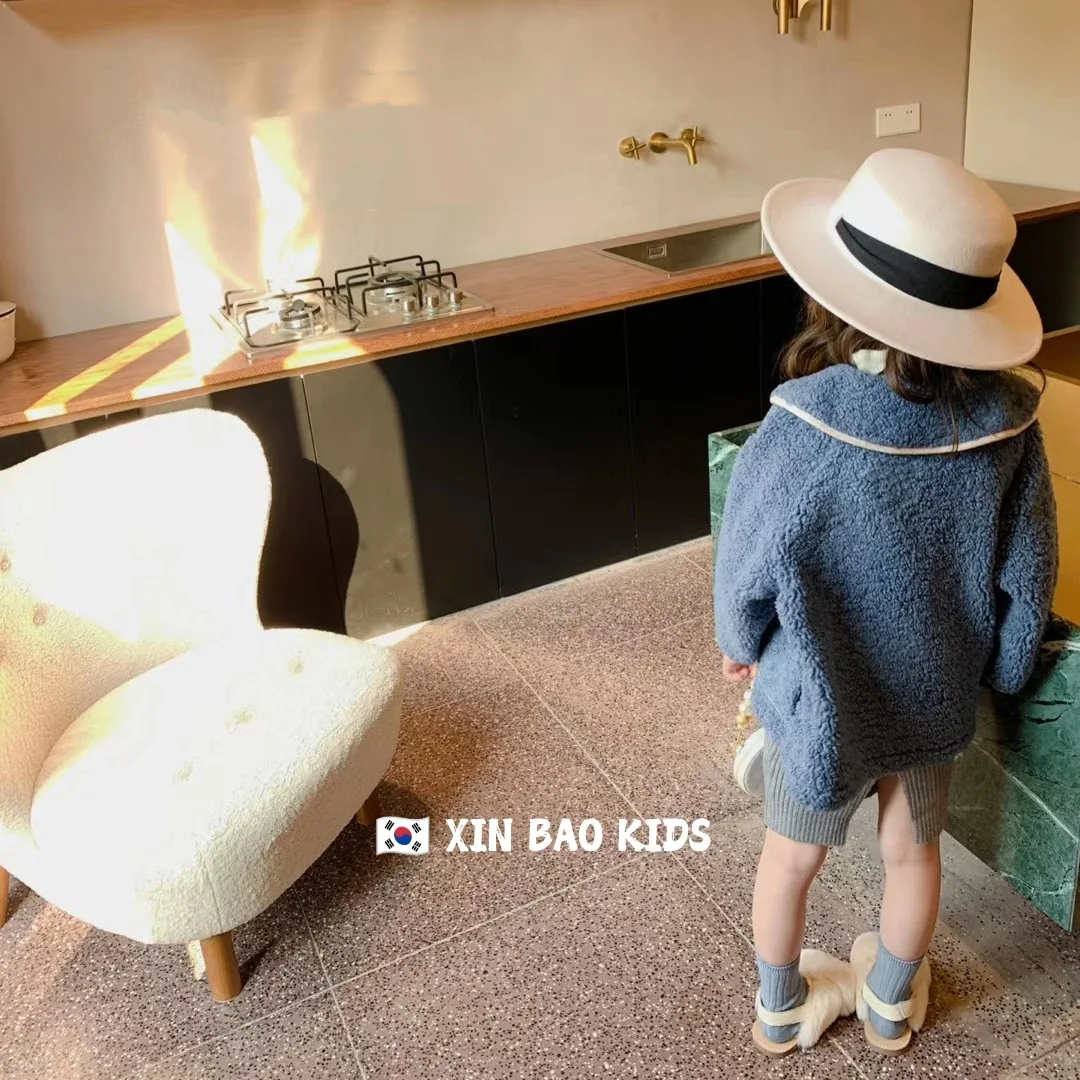 Children's clothing 2020 late autumn new girls thick wool sweater coat medium and small children's mid-length lamb | Детская