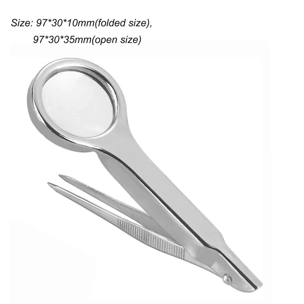 

Portable Size Multifunctional 10X Magnifier Stainless Steel Magnifying Glass With Tweezer Handheld Repairing Loupe Tool