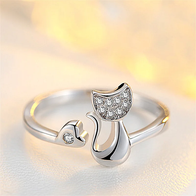 

New products for men and women creative small fresh zircon cute kitten couples opening couples February 14th gift