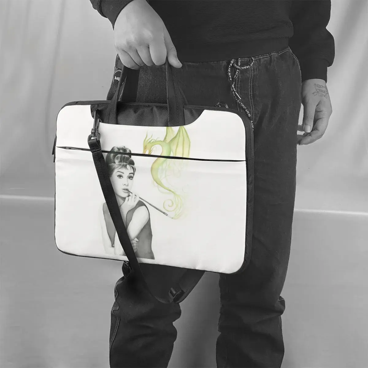 

Audrey Hepburn Laptop Bag Case Carry Vintage Computer Bag Bicycle Clutch Laptop Pouch