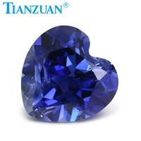 33 light blue color heart shape artificial sapphire corundum stone with cracks and inclusions loose stone