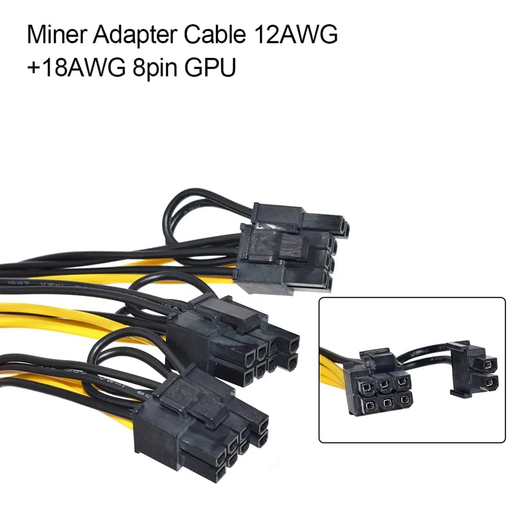 Кабель-адаптер для майнинга 1 к 3 6p + 2p 8-контактный GPU видеокарта провод 12AWG 18AWG