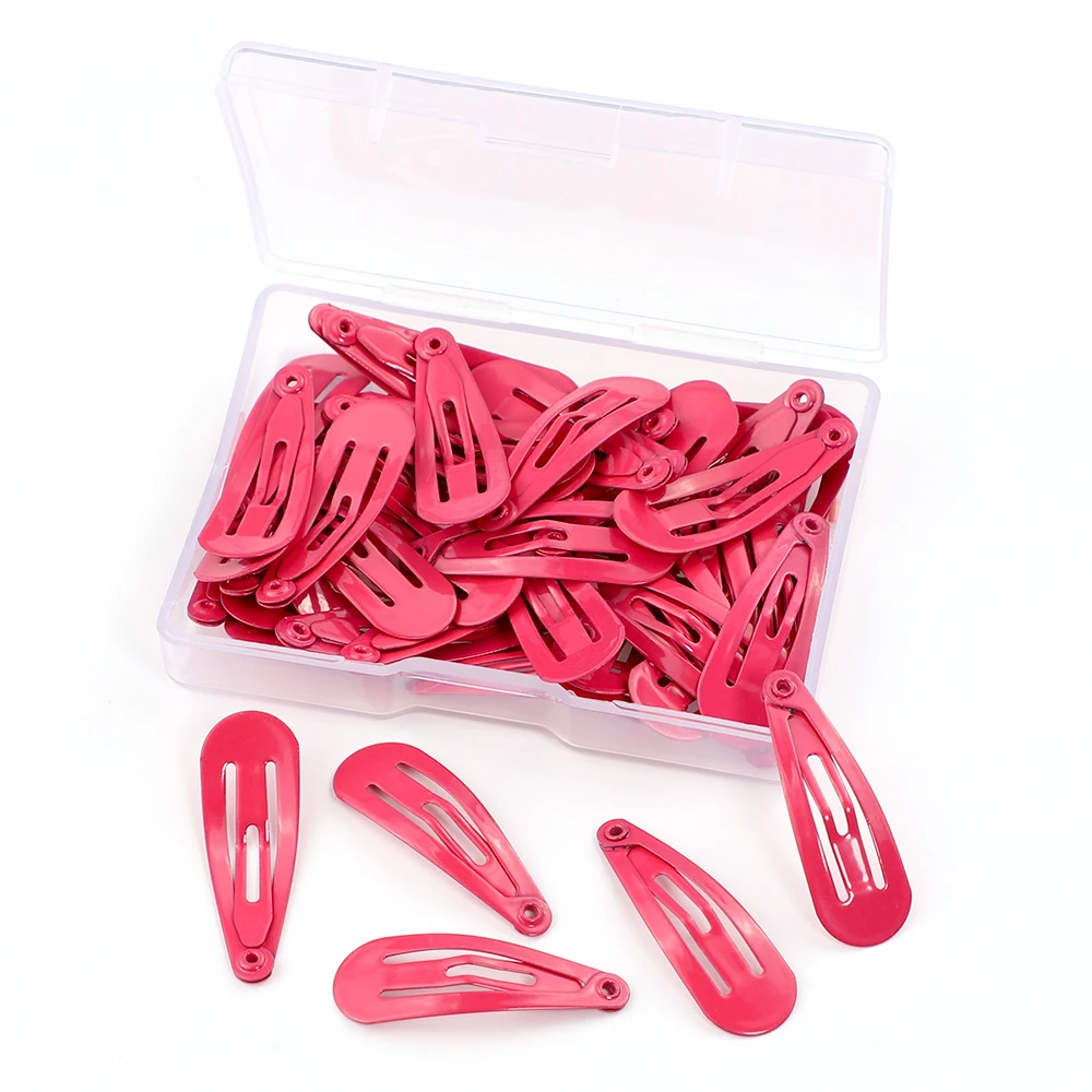 red with box 50 шт. заколка для волос для детей, заколка для волос, аксессуары для волос для девочек и женщин, заколка для волос, однотонная металлическая заколка для волос 3 см - Цвет: red with box