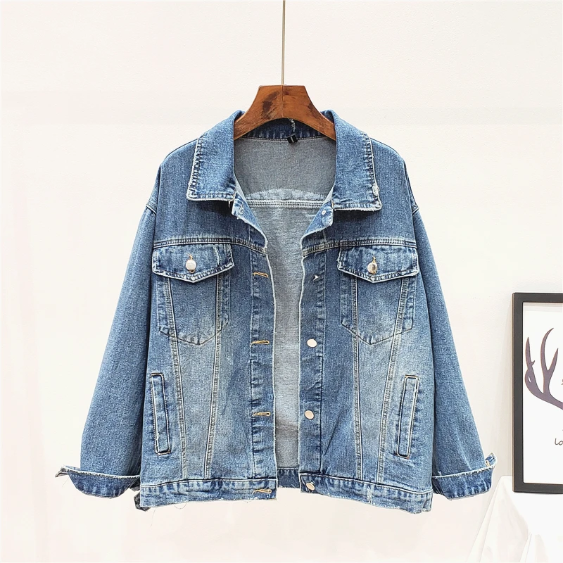 

Harajuku Denim Coat Women Vintage Embroidery Loose Single Breasted Cowgirl Jacket 2021 New Black Blue Casual Boyfriend Outerwear