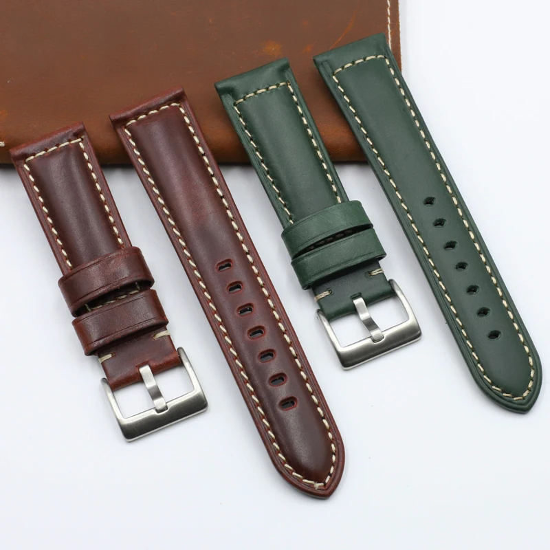Ремешок Onthelevel из натуральной кожи для наручных часов браслет Panerai Seiko Fossil зеленый