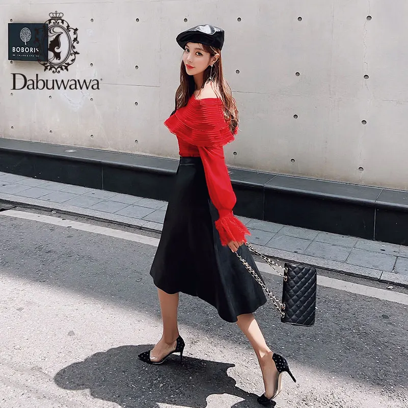 Dabuwawa новые осенние женские черные юбки модные ретро Свинг подол трапециевидные юбки DN1CSK006